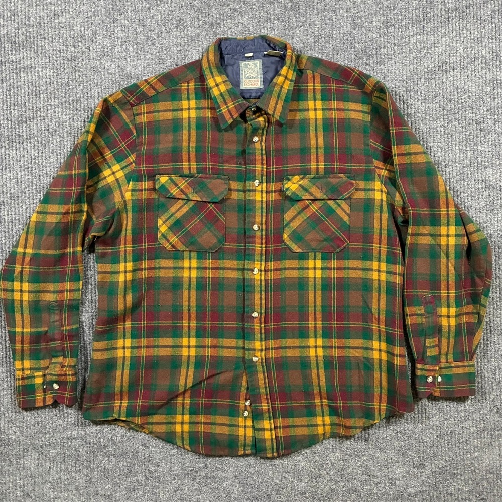 Vintage Outdoor Exchange Flannel Shirt Mens XL Plaid 90s Button Up Long Sleeve